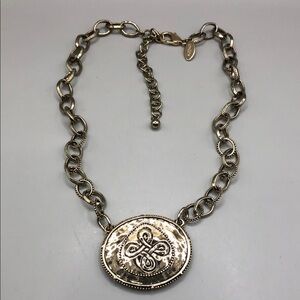 Chico's 2 sided pendant semi chunky chain necklace dressy statement style.